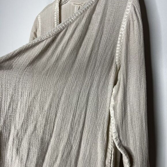 Soft Surroundings Open Front Textured Cardigan Womens Medium Beige Cotton Knit - Picture 7 of 14